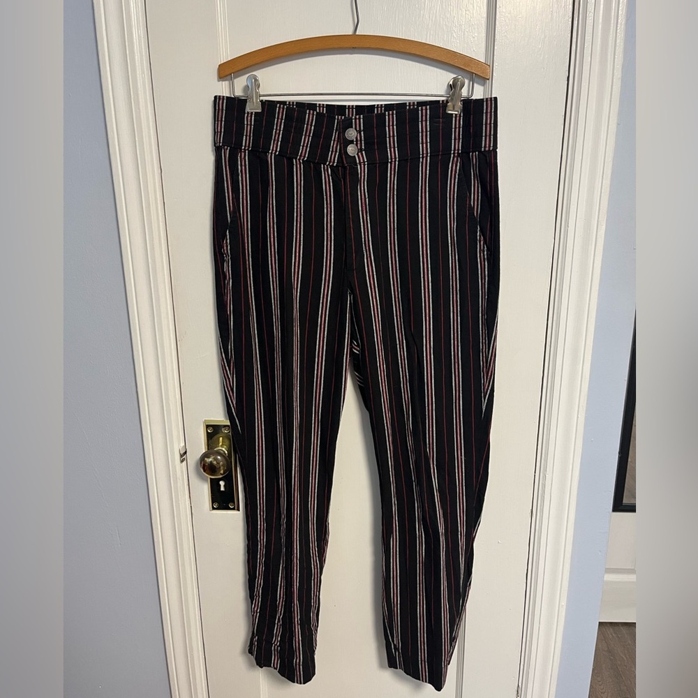 Hollister Black Pants with Red and White Stripes